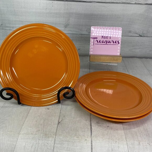 Hotel Elite HTQ1 HONEY Orange Embossed Ring Rim Ceramic Salad Lunch Plates Set 3